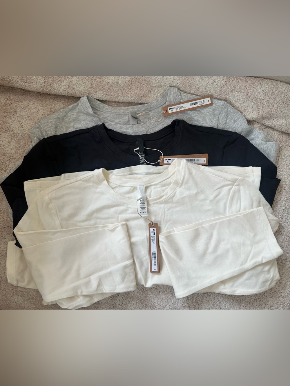 NWT set of 3 SKIMS cotton jersey long sleeve t-shirt